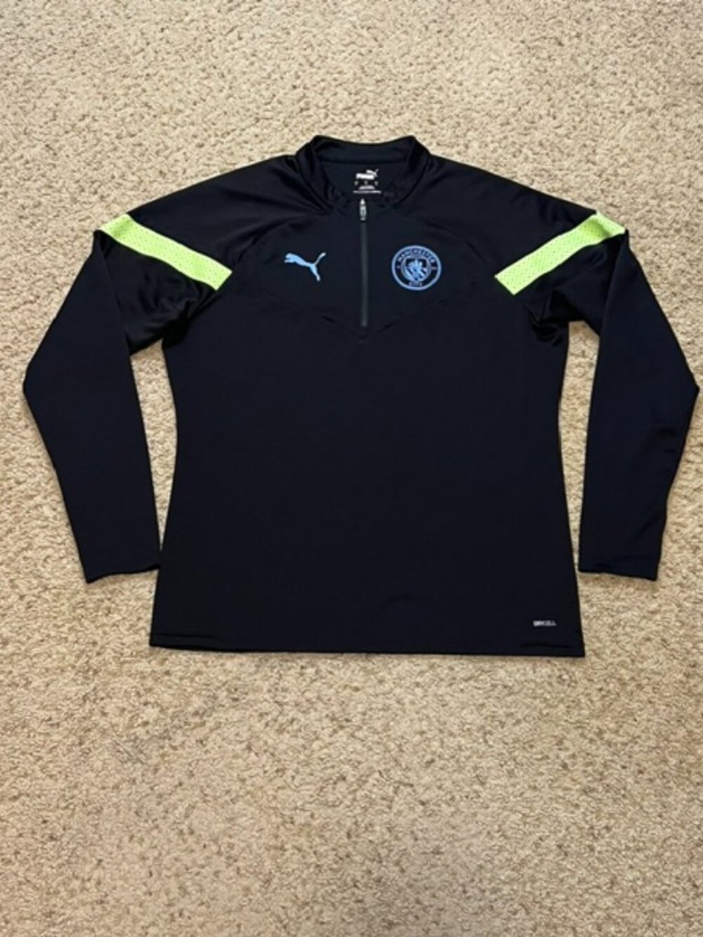 Manchester City Puma 2022-23 Black 1/4 Zip Long Sleeve Training Top Size L EUC